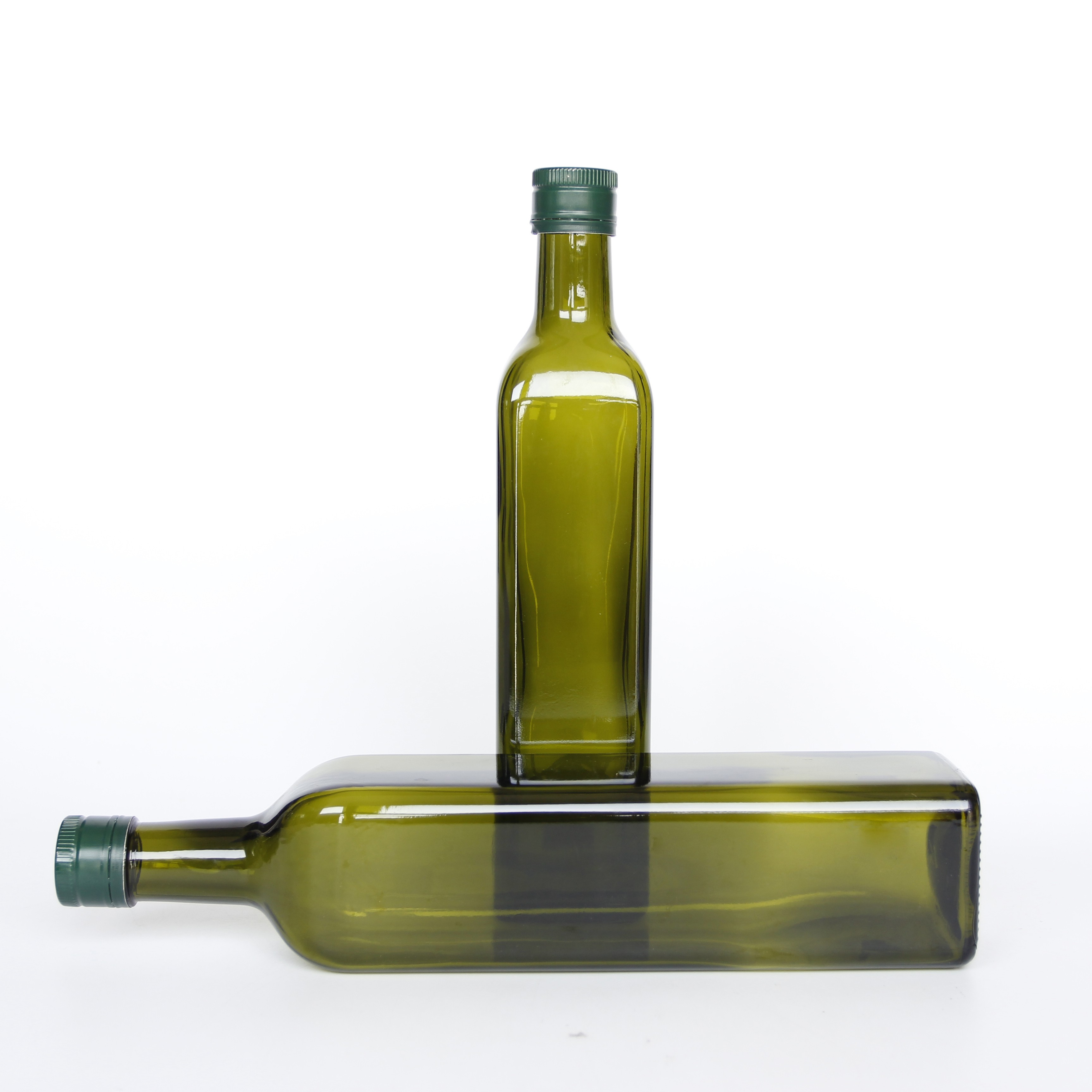 Wholesale 250ml 500ml 750ml 1000ml Green Square Glass Olive Oil bottle