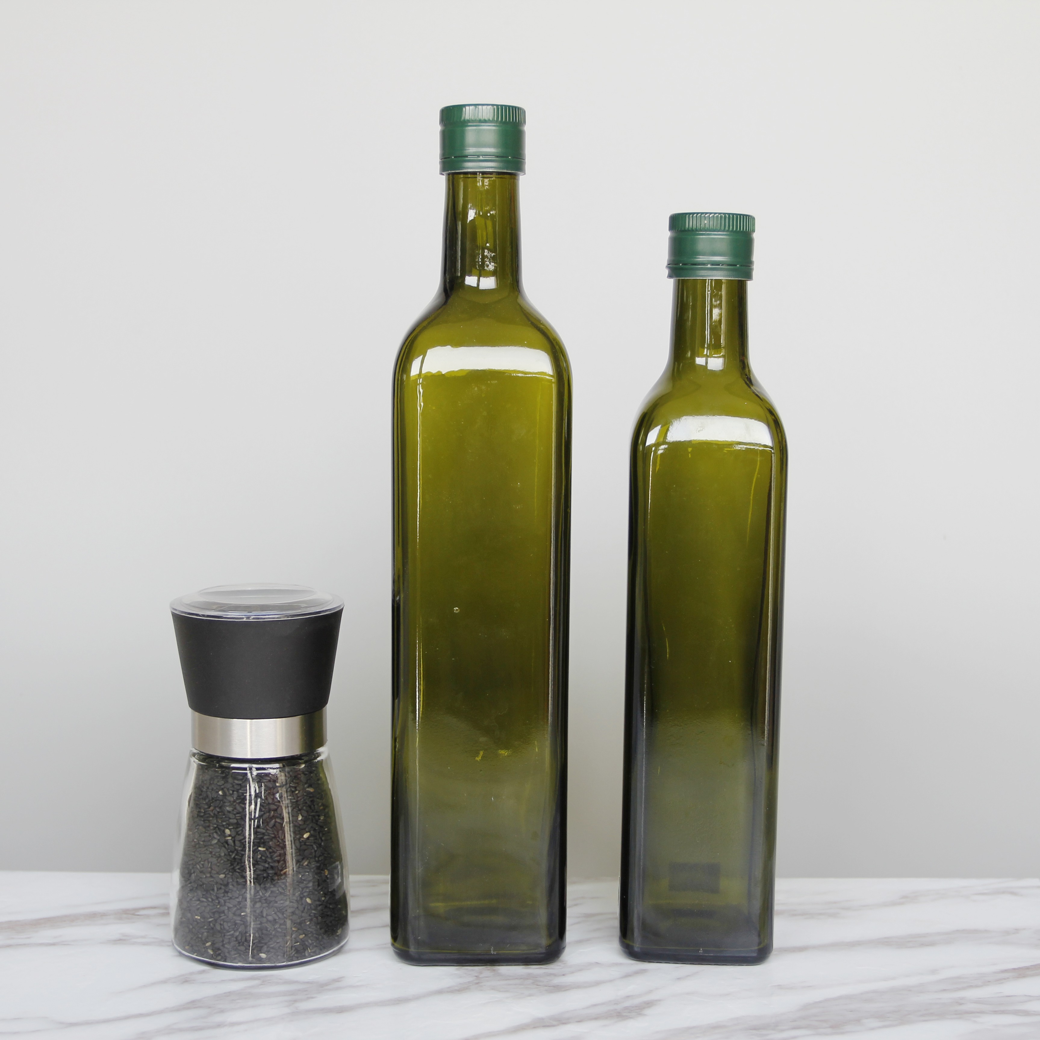 Wholesale 250ml 500ml 750ml 1000ml Green Square Glass Olive Oil bottle