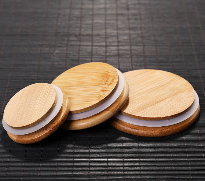 Wholesale 250ml 500ml Empty Spice Candy Coffee Food Storage Containers Bottle Bamboo Seal Lid Glass Jars