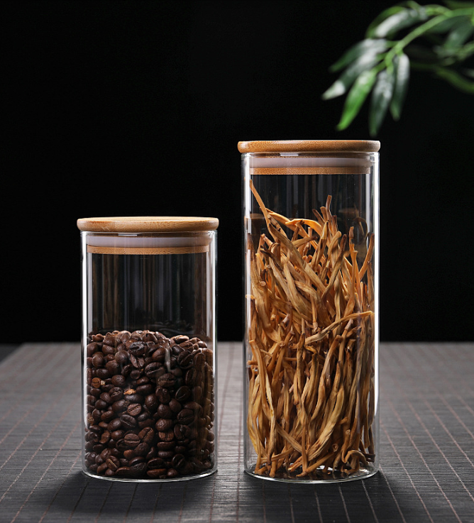 Wholesale 250ml 500ml Food Storage Containers Wooden Lid Clear Empty Glass Jars