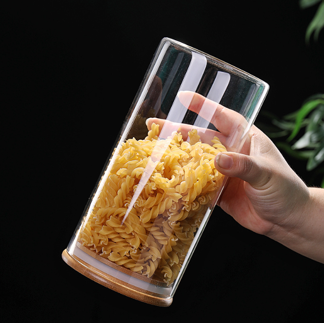 Wholesale 250ml 500ml Food Storage Containers Wooden Lid Clear Empty Glass Jars