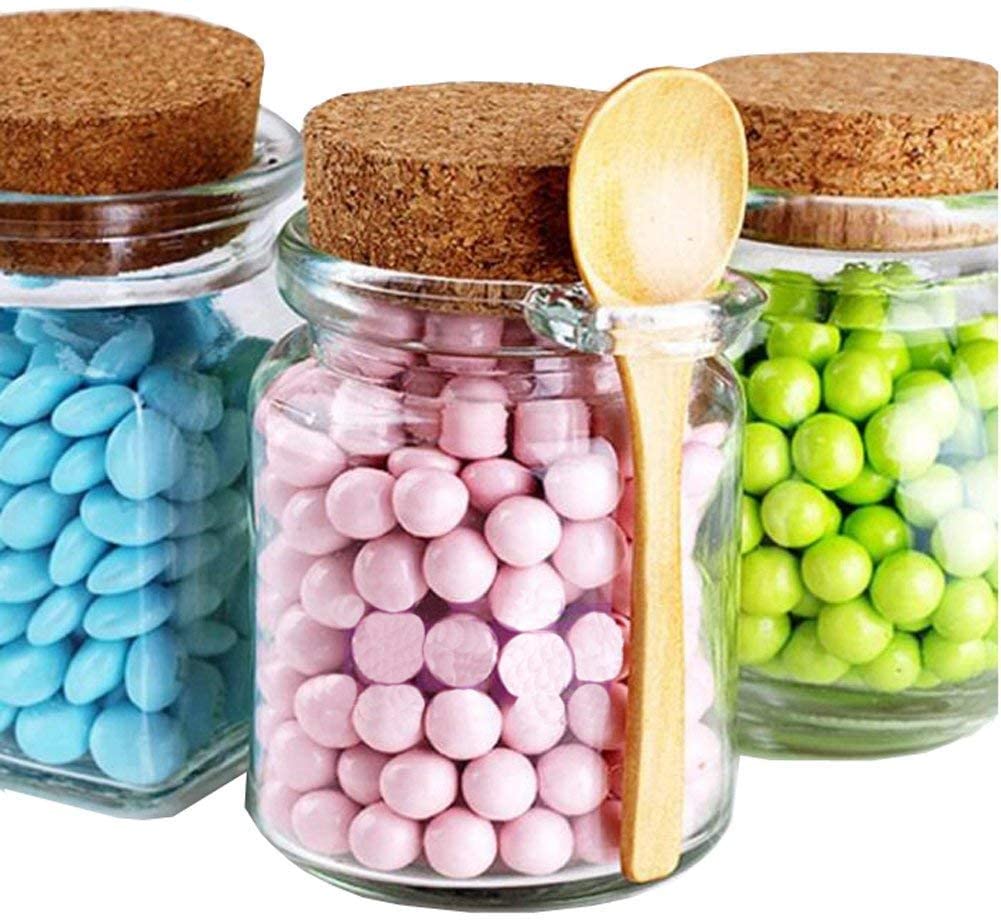 Wholesale 250ml 8.5oz Empty Glass Favor Candy Spice Jars With Cork Lids
