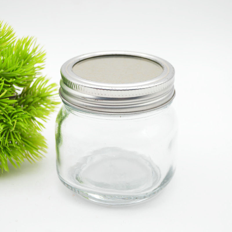 Wholesale 250ml  8 oz  Wide Mouth Size Quilted Mason Glass Canning Jar With Sliver Lids for Jam Jelly