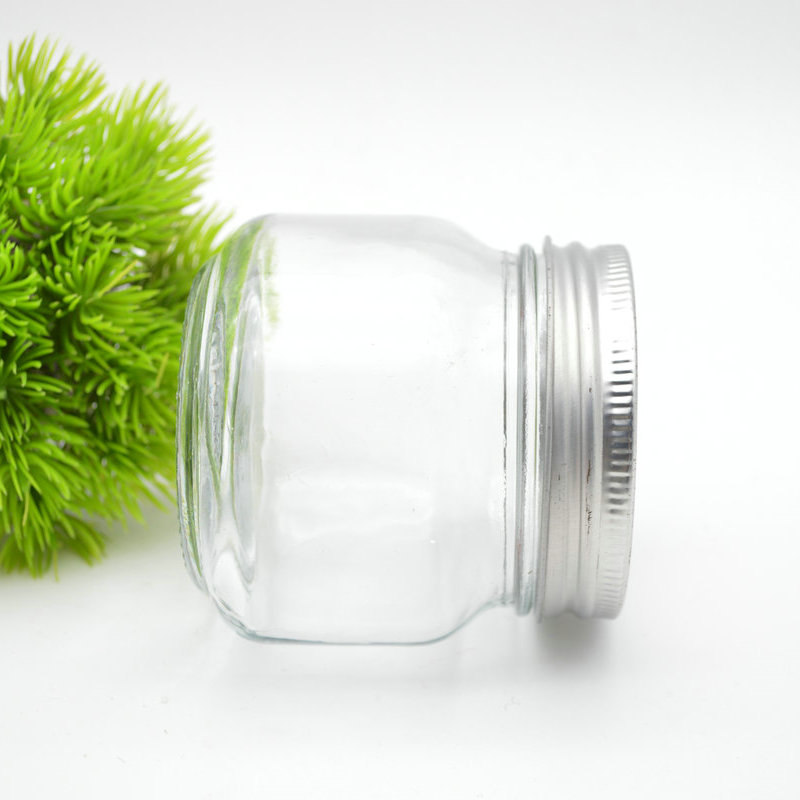 Wholesale 250ml 8 oz Wide Mouth Size Quilted Mason Glass Canning Jar With Sliver Lids for Jam Jelly