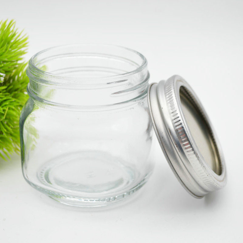 Wholesale 250ml 8 oz Wide Mouth Size Quilted Mason Glass Canning Jar With Sliver Lids for Jam Jelly