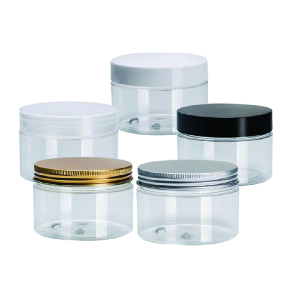 Wholesale 250ml Clear PET Plastic Cosmetic Jar with Lid