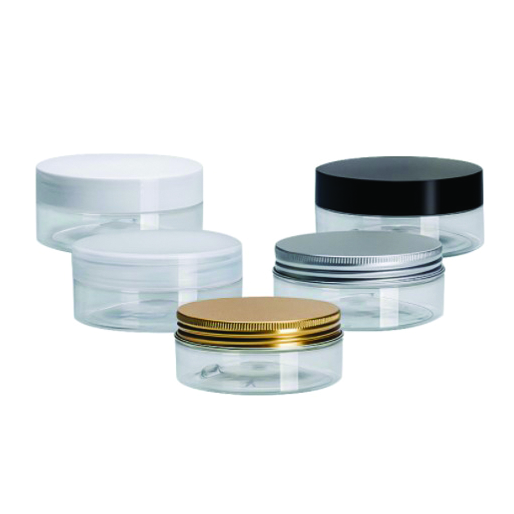 Wholesale 250ml Clear PET Plastic Cosmetic Jar with Lid
