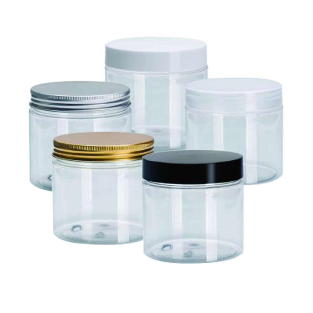 Wholesale 250ml Clear PET Plastic Cosmetic Jar with Lid