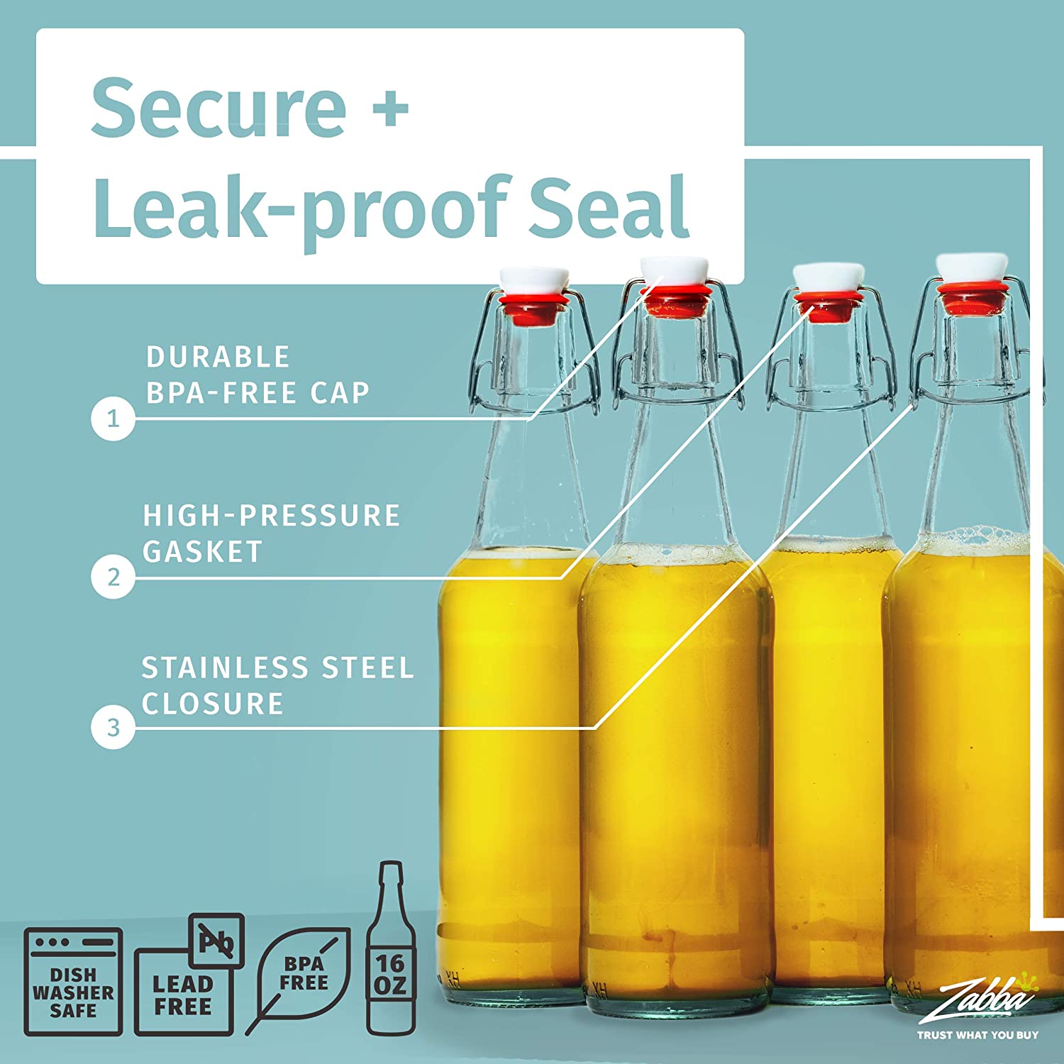 Wholesale 250ml Clear Swing Top Recycled Beer Kombucha Glass Bottle with Stoppers