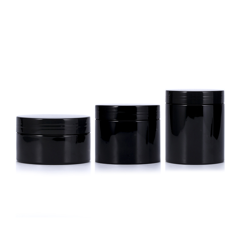 Wholesale 250ml Empty PET Plastic Tooth Powder Packaging Container Round Dark Black Plastic Cosmetics Jar