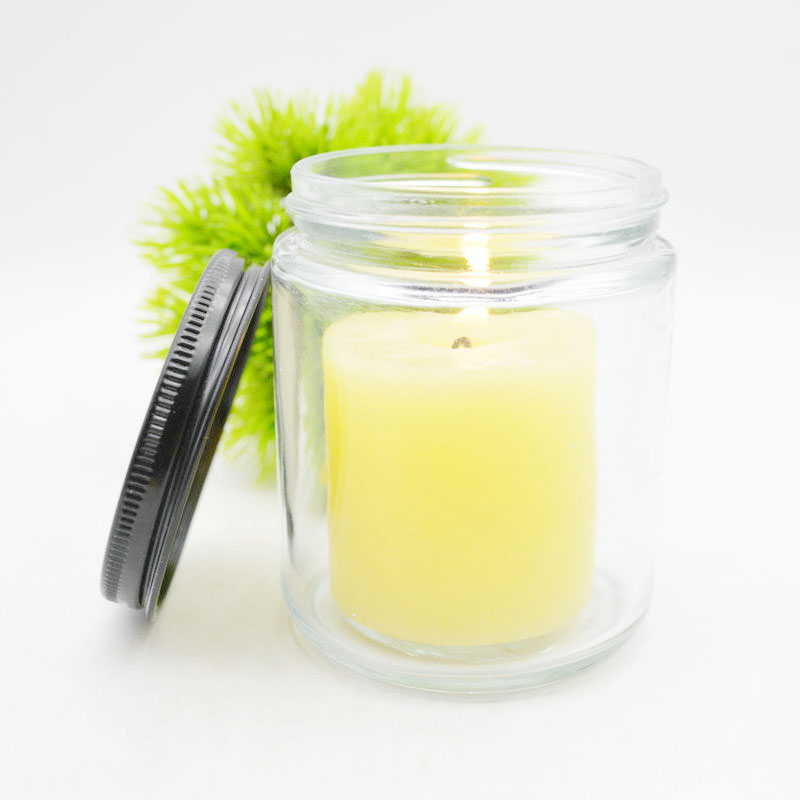 Wholesale 250ml clear Home Decorative Cylindrical Glass Candle Jars with Aluminium Lid