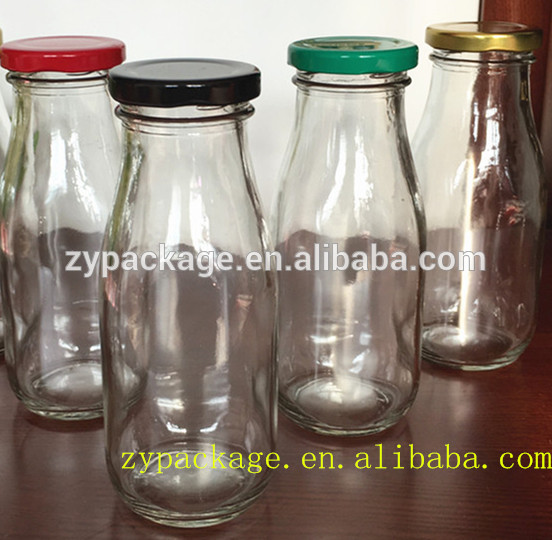 Wholesale 250ml milk glass bottle, 8oz glass juice bottle beverage bottles with plastic lids 250ml 200ml 100ml