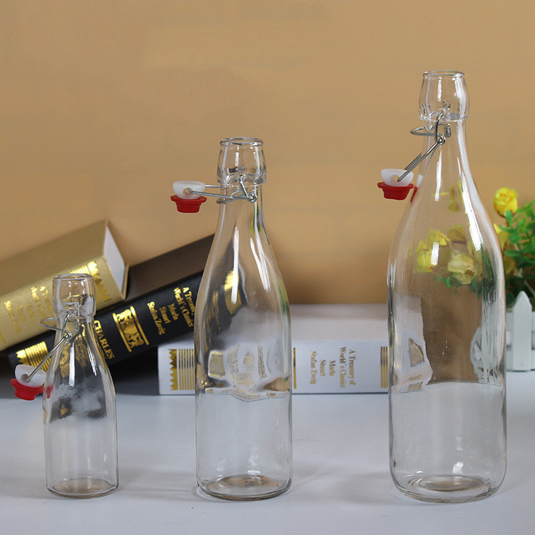 Wholesale 250ml reusable easy cap glass bottles with ceramic swing top stopper for sauce / vinegar / oil / milk / liquid