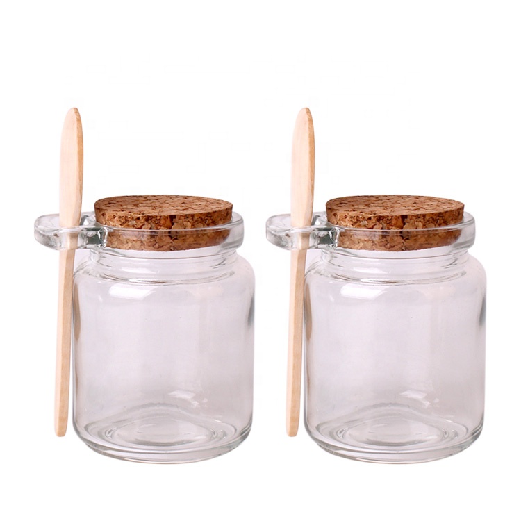 Wholesale 250ml round food glass storage bottles with cork