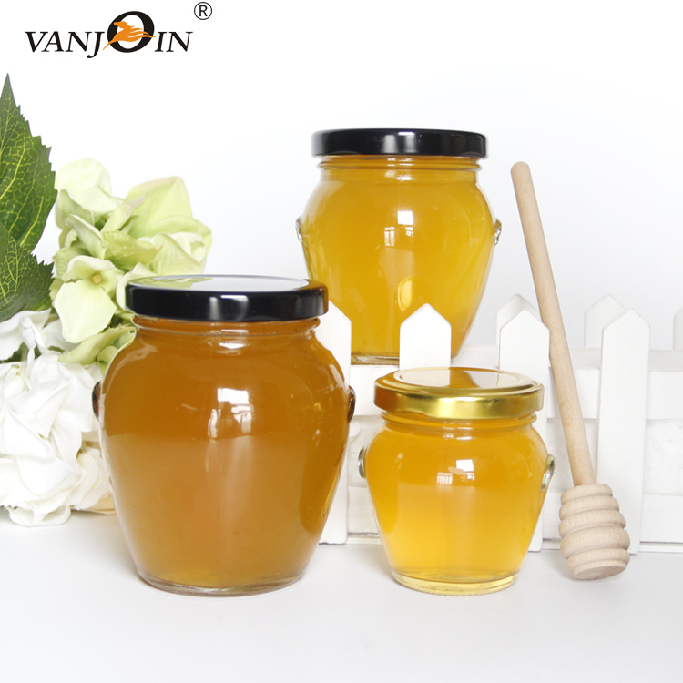 Wholesale 25ml-500ml round shape glass jar for honey jam jelly with metal lid