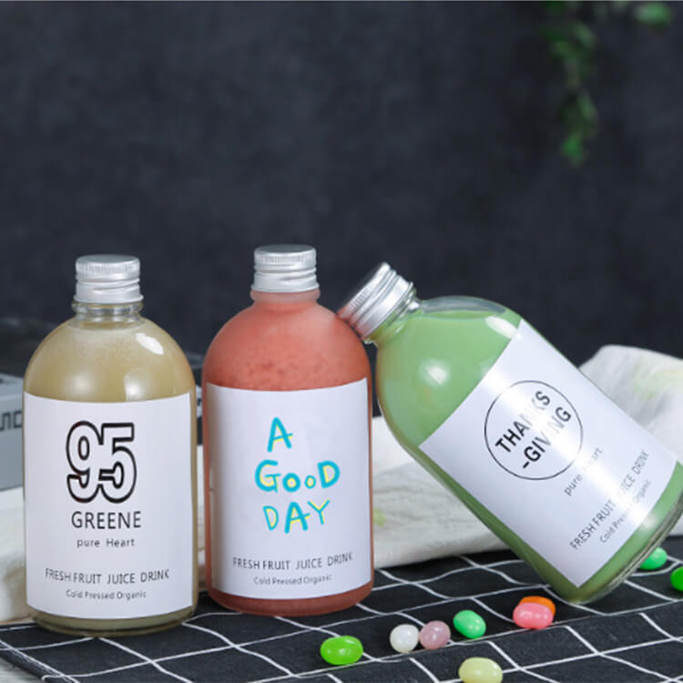 Wholesale 270ml 350ml Coffee Juice And Milk Tea Round Beverage Bottle Glass Empty Bottles
