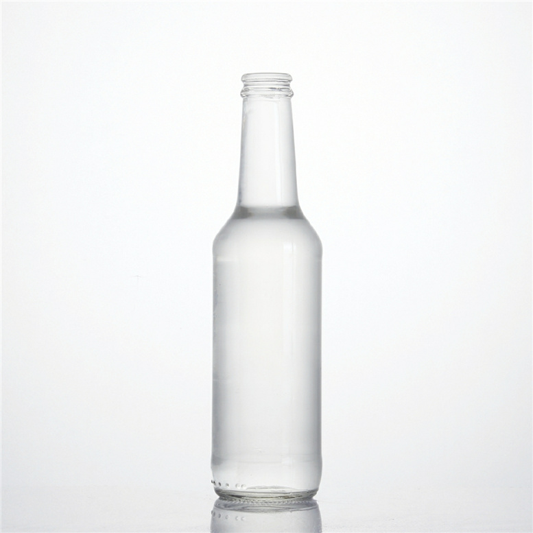 Wholesale 275ml clear empty carbonated soft drinking beverage soda cocktail juice glass beer bottle with pull ring cap closure