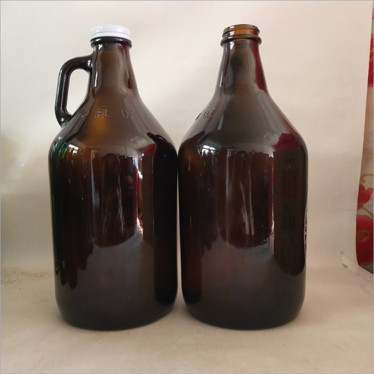 Wholesale 2L 66oz Amber Glass Beer Growler California Bottle Manufacturer In Stock