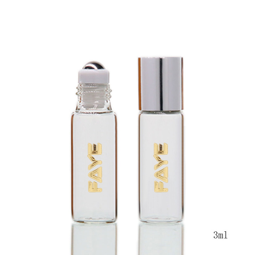 Wholesale  2ml 3ml Clear Glass Gold Cap Roll On Glass Bottle For Essential Oil