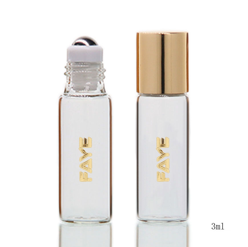 Wholesale 2ml 3ml Clear Glass Gold Cap Roll On Glass Bottle For Essential Oil