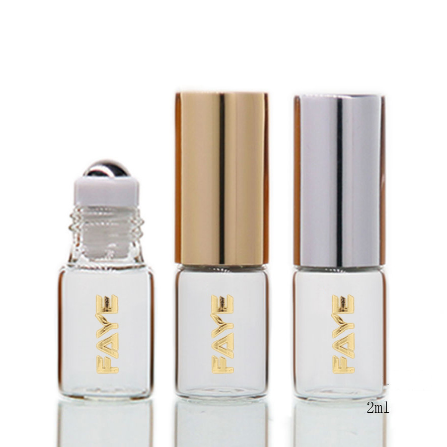 Wholesale 2ml 3ml Clear Glass Gold Cap Roll On Glass Bottle For Essential Oil