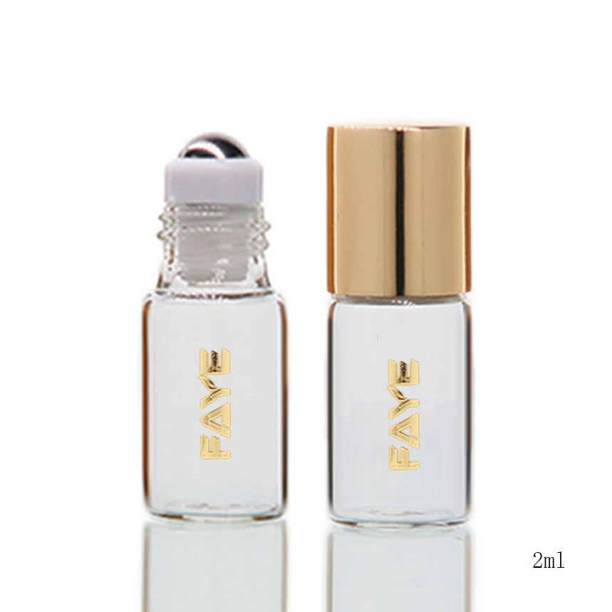 Wholesale 2ml 3ml Clear Glass Gold Cap Roll On Glass Bottle For Essential Oil