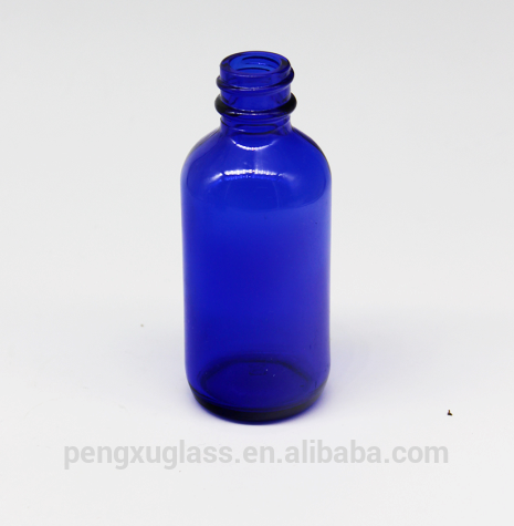 Wholesale 2oz 60ml spray cosmetic bottle cobalt blue boston round glass essential oil bottle with pump sprayer
