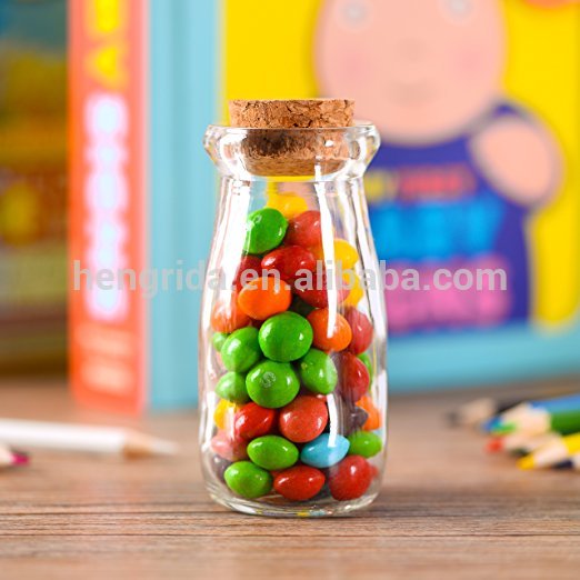 Wholesale 3.4oz Glass Favor Jars With Cork Lids Tall Milk Glass Bottle Candy Glass Bottle