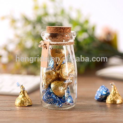 Wholesale 3.4oz Glass Favor Jars With Cork Lids Tall Milk Glass Bottle Candy Glass Bottle