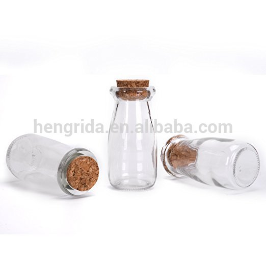 Wholesale 3.4oz Glass Favor Jars With Cork Lids Tall Milk Glass Bottle Candy Glass Bottle