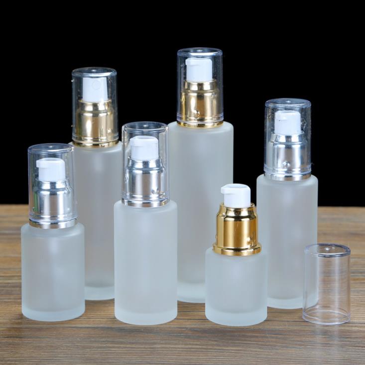Wholesale 30 50 60 100 120 150 ml empty serum oil cosmetic packaging round frosted glass bottle with dropper