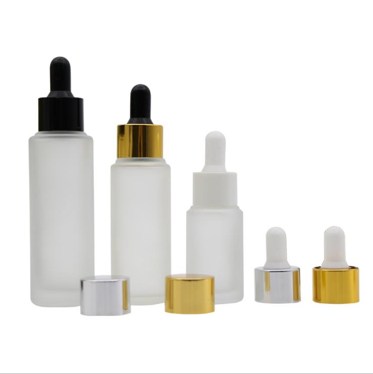 Wholesale 30 50 60 100 120 150 ml empty serum oil cosmetic packaging round frosted glass bottle with dropper