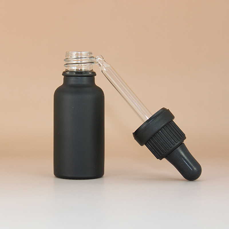 Wholesale 30 ml 50 ml 100 ml black frosted glass dropper bottle for essential oil 30ml