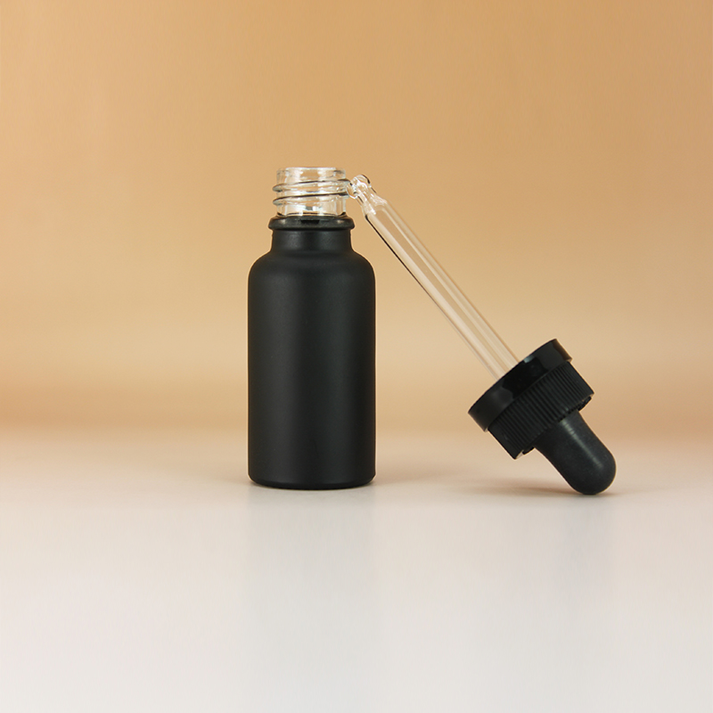 Wholesale 30 ml 50 ml 100 ml black frosted glass dropper bottle for essential oil 30ml