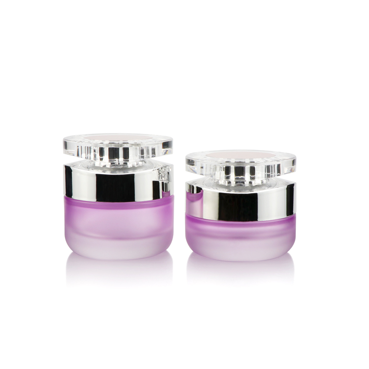 Wholesale 30 ml 50 ml empty gradient purple color cosmetic cream glass jars with screw lids for lotion container