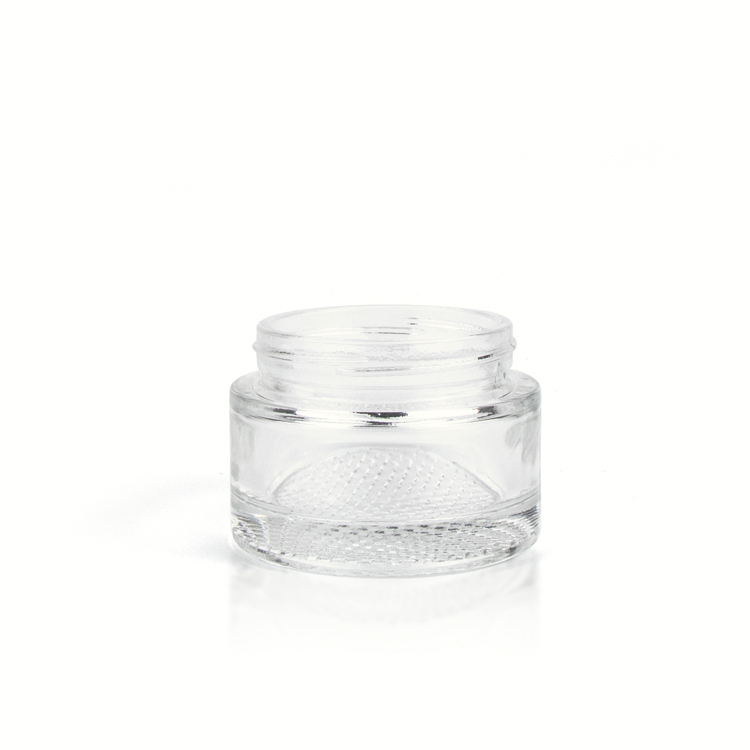 Wholesale 30 ml 50 ml makeup metal lid coloured blue round transparent cosmetic packing glass jars for cream cosmetic