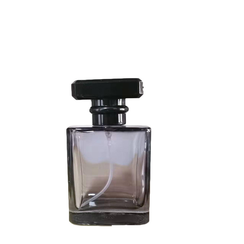 Wholesale 30 ml 50ml 100ml Clear matte frosted scrub Black China Empty Flacon clear Glass Perfume Bottle with black PP cap