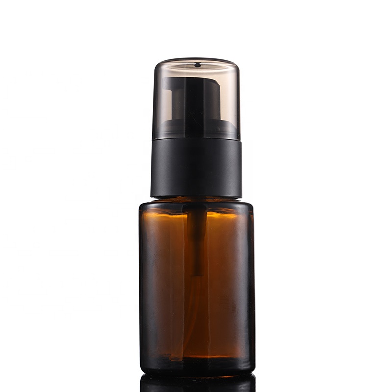 Wholesale 30 ml brown essence bottle clear flat shoulder original liquid oil bottle 30 ml 1 oz dropper glass bottle