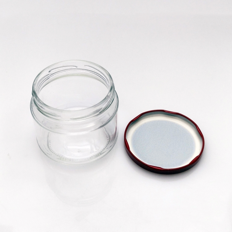 Wholesale 300ml clear wide mouth glass jar with metal lid in stock