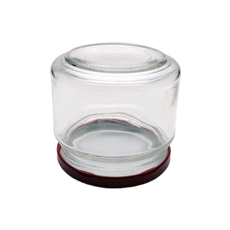 Wholesale 300ml clear wide mouth glass jar with metal lid in stock