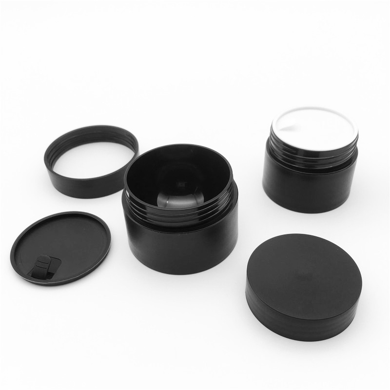 Wholesale 30g 50g 100g 150g 200g 250g stock cosmetic packaging round clear plastic jar with black lid