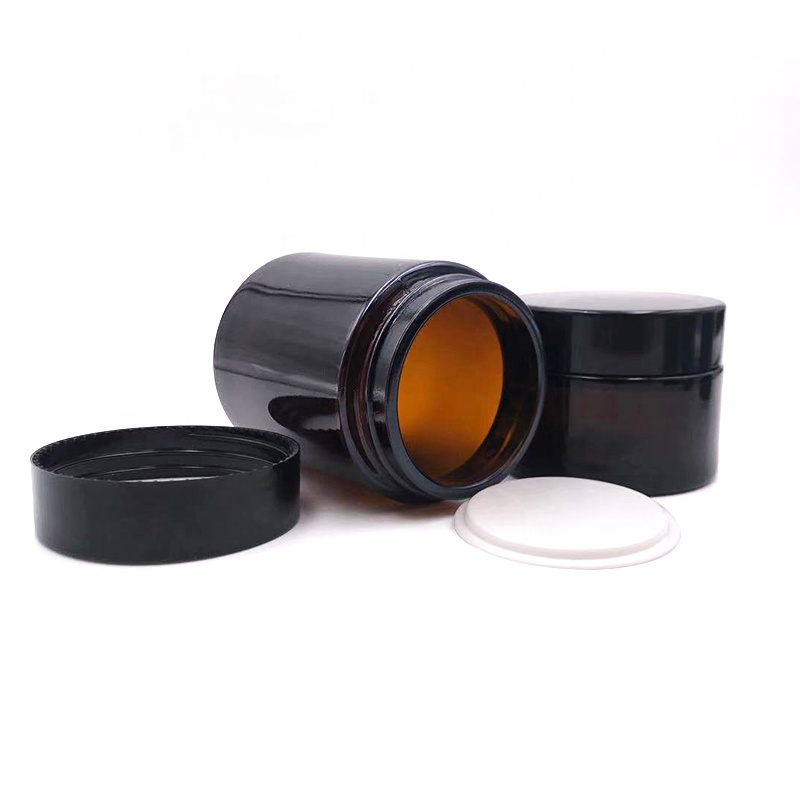 Wholesale 30g 50g 100g amber glass jar for hair pomade wax