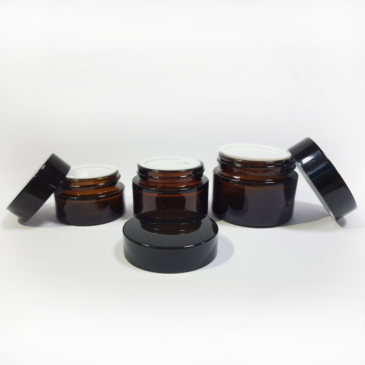 Wholesale 30g 50g 20ml 30ml 50ml Black Empty Glass Cream jar