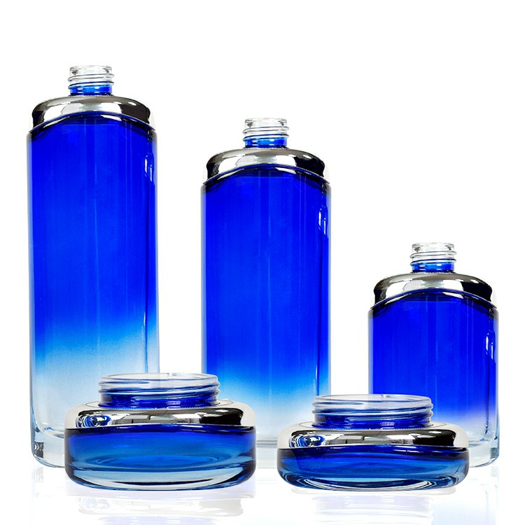 Wholesale 30g 50g 40ml 100ml 120ml luxury cosmetic packaging glass jar lotion pump containers bottle set