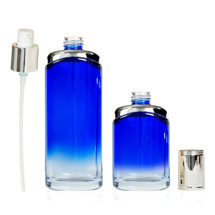 Wholesale 30g 50g 40ml 100ml 120ml luxury cosmetic packaging glass jar lotion pump containers bottle set