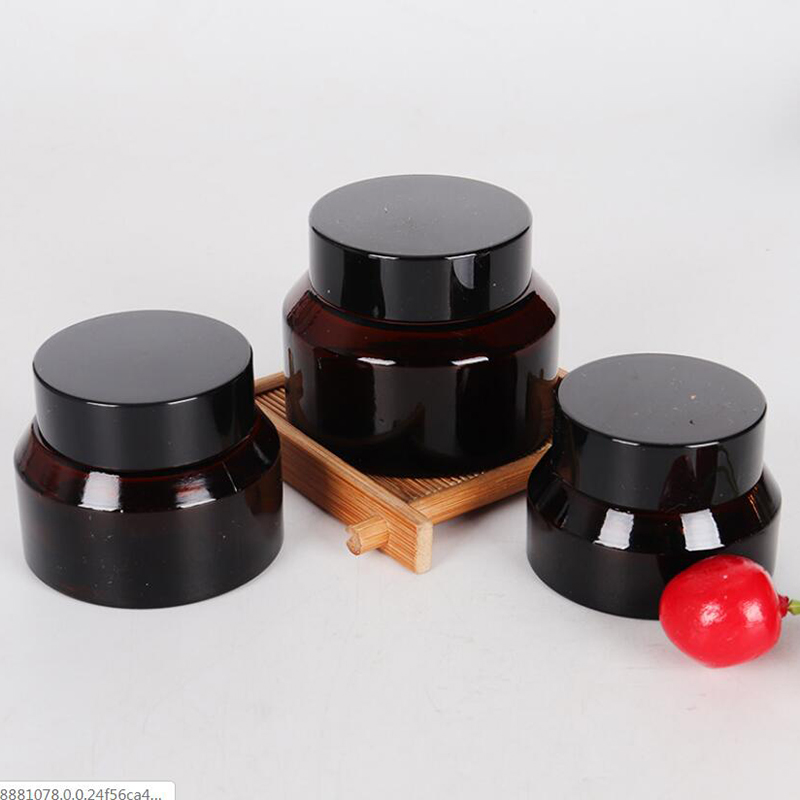 Wholesale 30g 50g Cosmetic Container Amber Glass Cream jars For Eye Cream