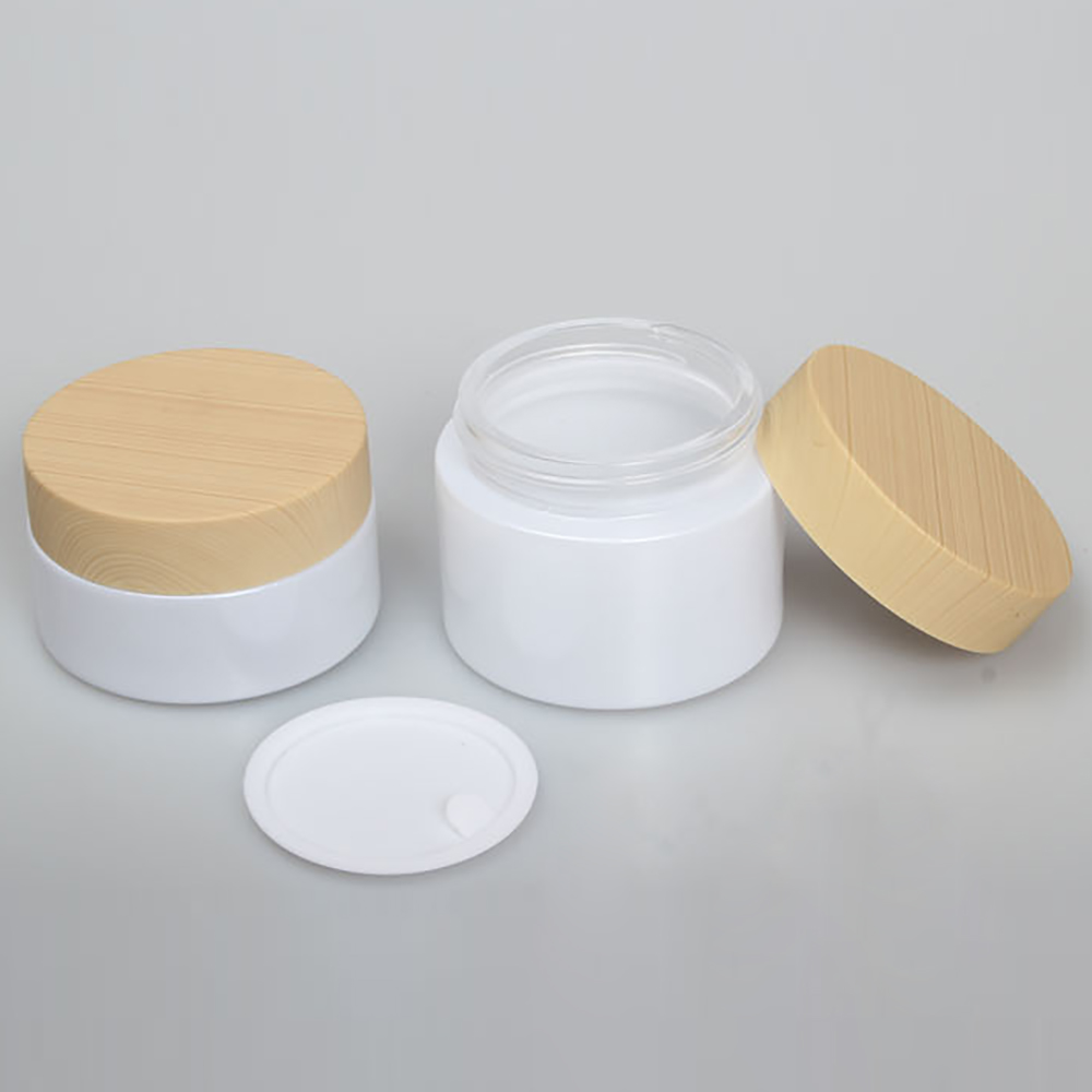 Wholesale 30g 50g Empty Bamboo Lid Glass Jar, Glass Cosmetic Bottle Packaging