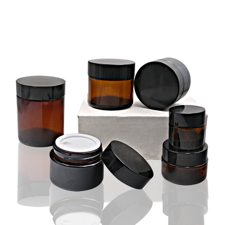 Wholesale 30g 50g amber round cosmetic eye cream candle storage jar face cream  bottles