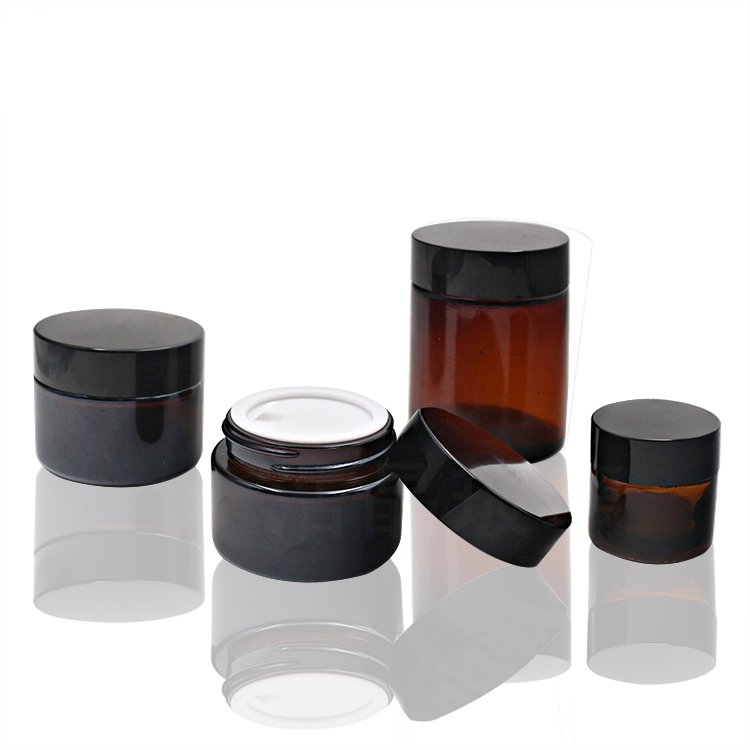 Wholesale 30g 50g amber round cosmetic eye cream candle storage jar face cream bottles