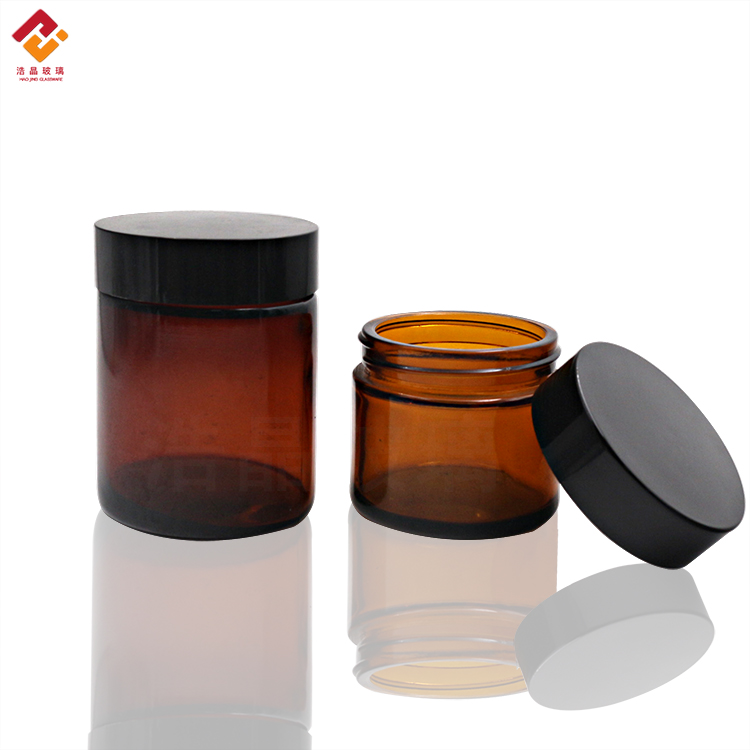 Wholesale 30g 50g amber round cosmetic eye cream candle storage jar face cream bottles